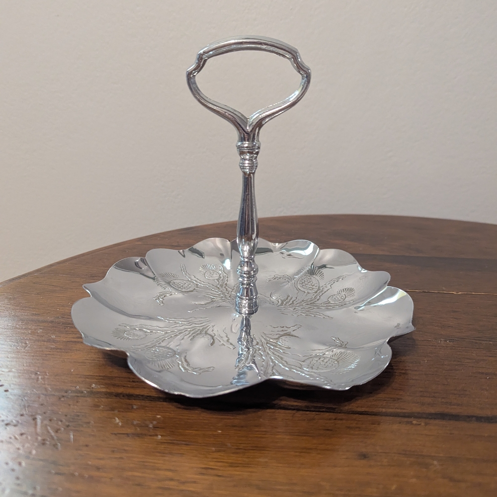 Chromium Hellerware Tidbid Serving/Candy Dish With Handle